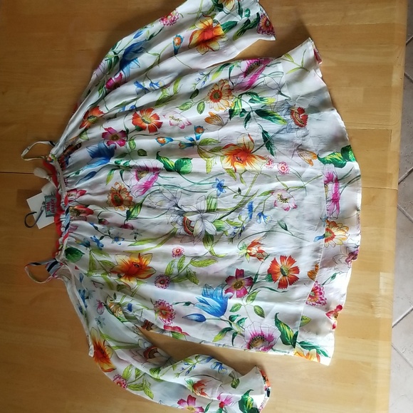 Johnny Was Fusion Floral-Print Cold-Shoulder Top - Picture 13 of 15